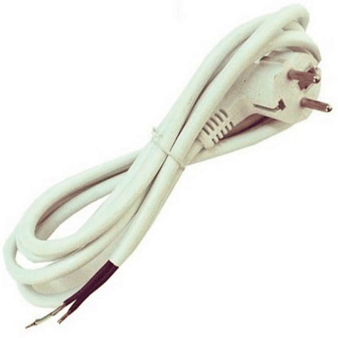 Câble Blanc + Prise Injectée Injectée 3x1.5mm 2m