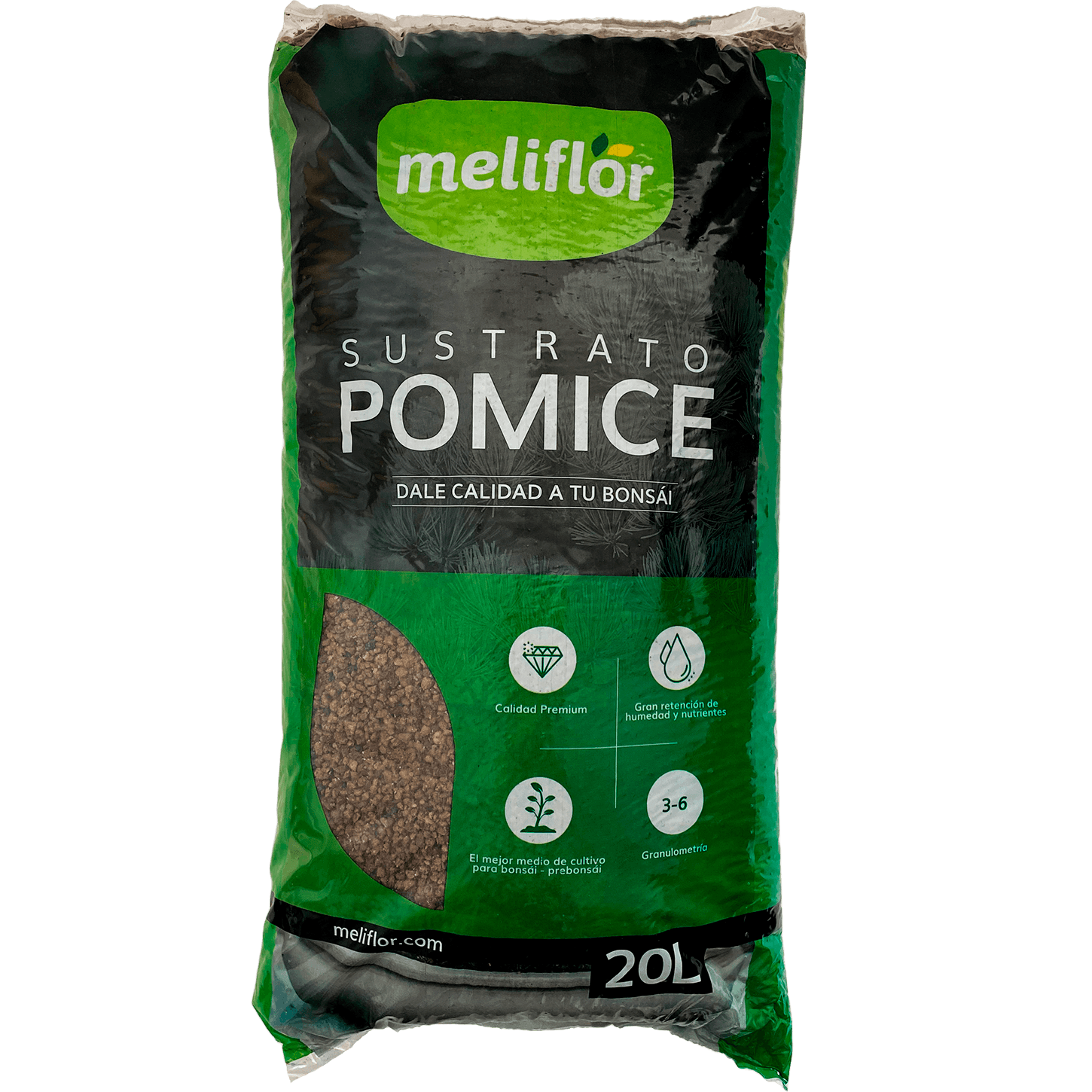 Meliflor Substrat pour Bonsai Pomice (3-6mm) 20L