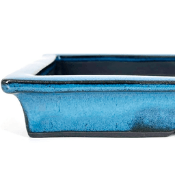 Plateau Suiban rectangulaire en émail bleu 34 cm (3)