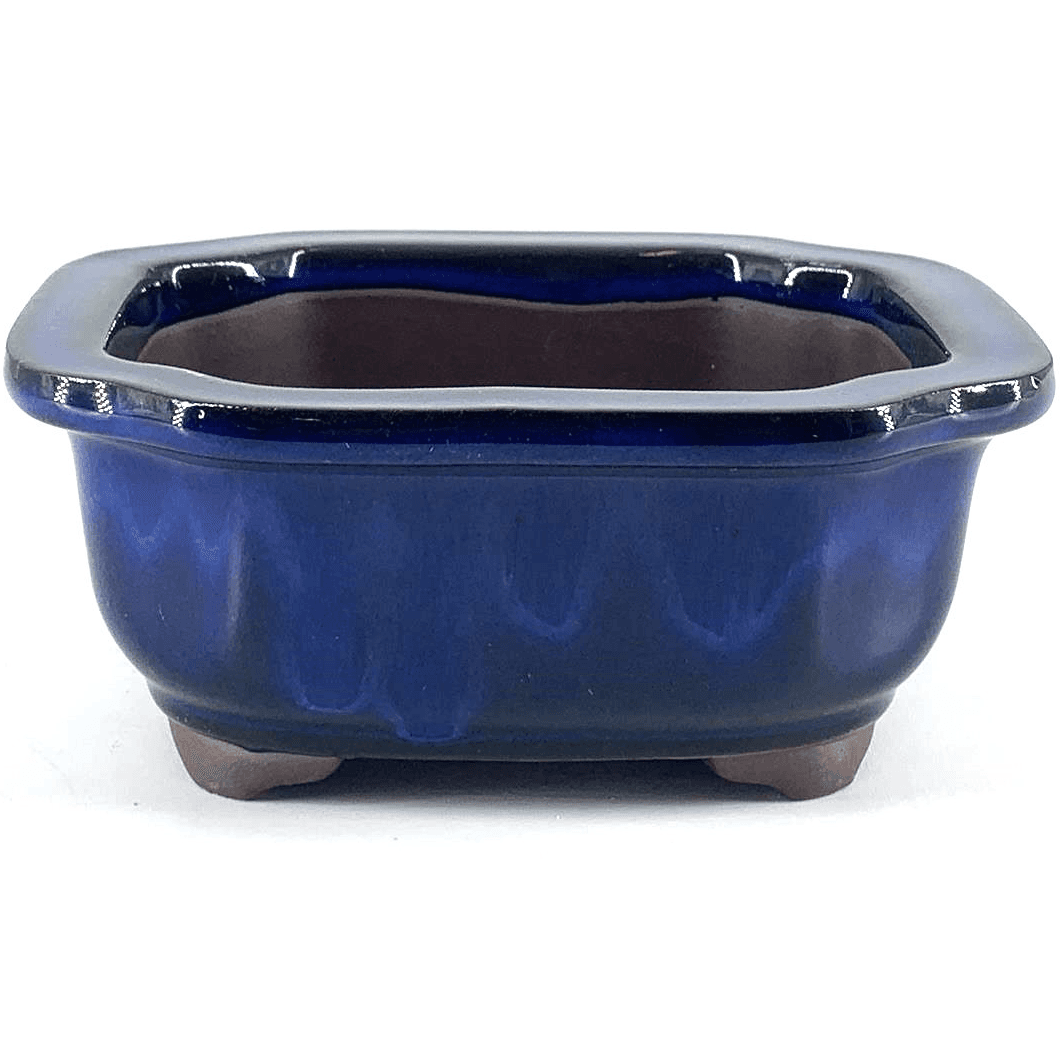 Pot émaillé rectangulaire bleu 30 x 25 x 10 cm