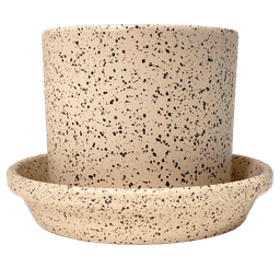 Kit Pot Céramique Tubulaire Meliflor 21x18cm + Assiette 24cm (1)