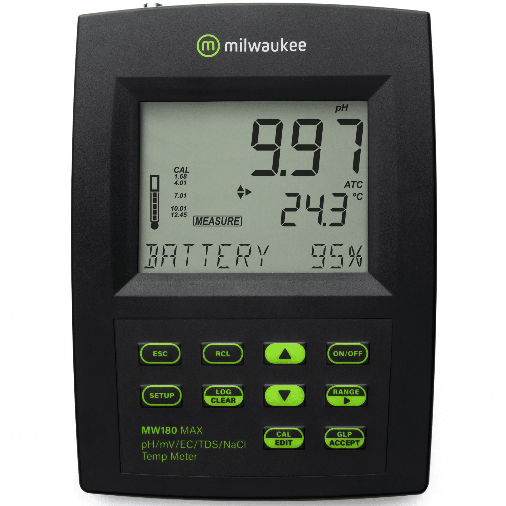 Appareil de mesure de paillasse Milwaukee (MW180) pH/ORP/EC/TDS/Nacl/Température
